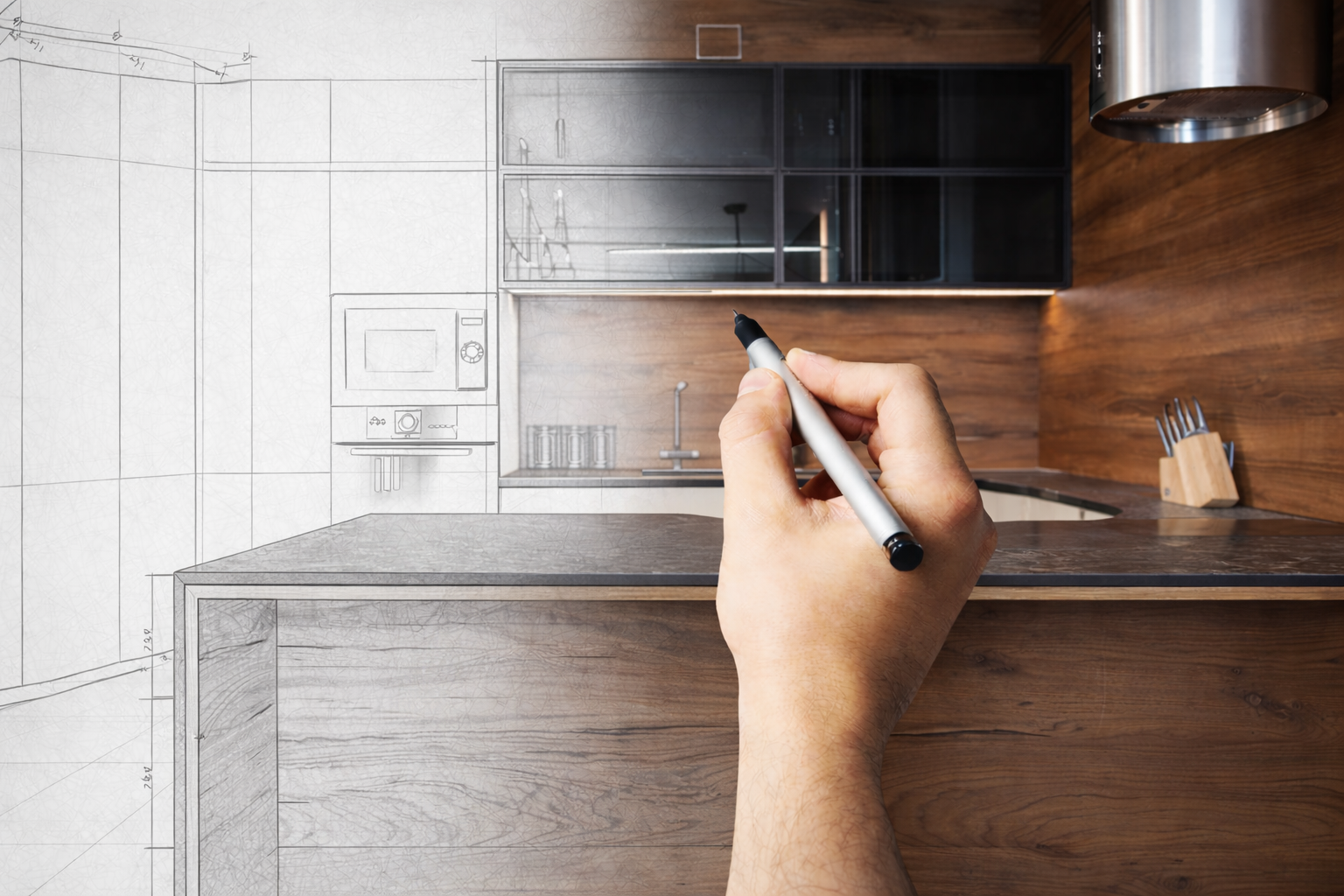 Küchenmontage mit Fokus auf Details