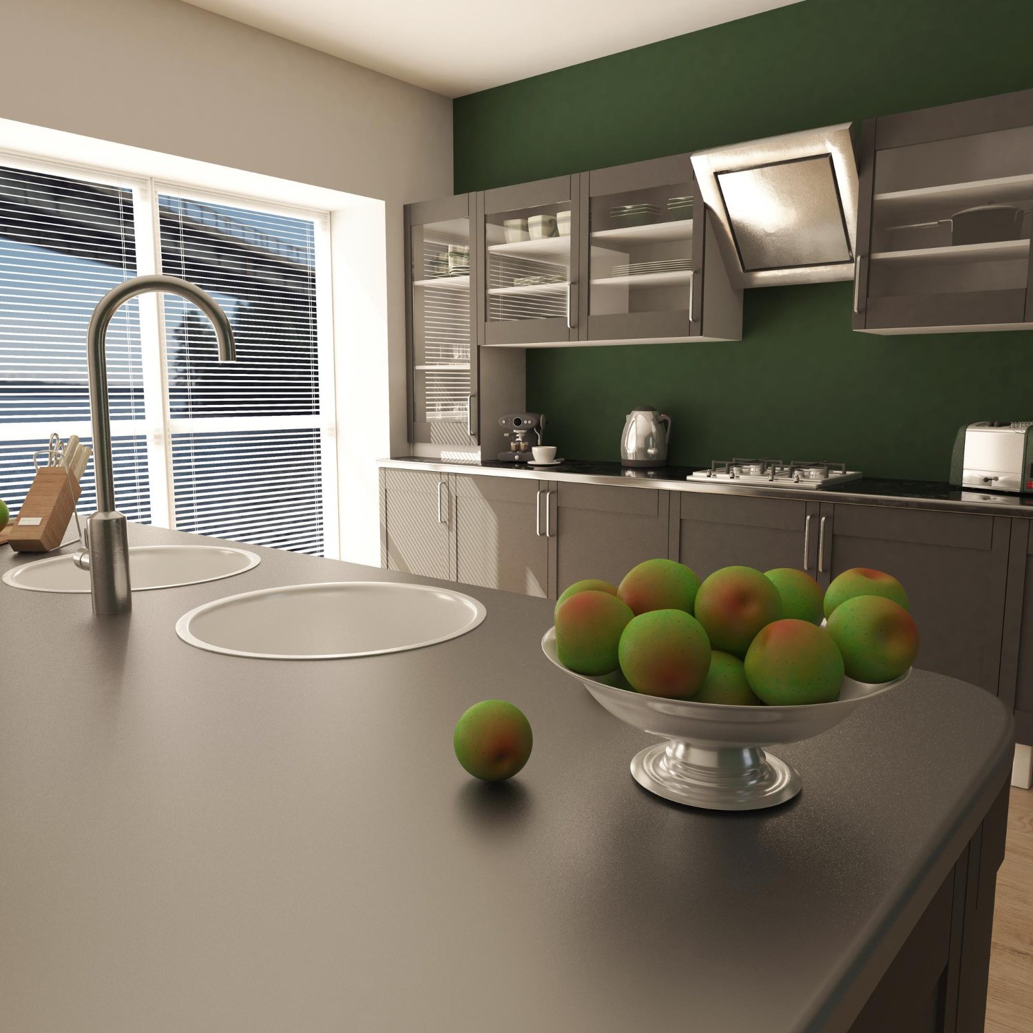 3d-grey-kitchen-green-wall-island